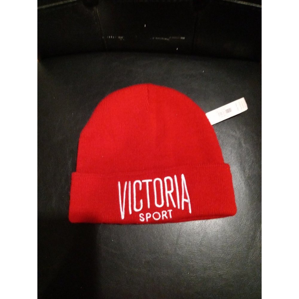 VICTORIA'S SECRET VICTORIA SPORT RED BEANIE HAT NEW WITH TAGS ONE SIZE - Picture 6 of 8